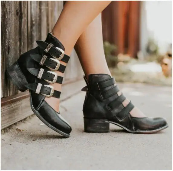 Dixie™ | Vintage Leather Heels with Buckle